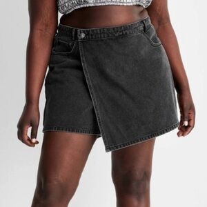 Women's Asymmetrical Denim Mini Skort - Future Collective with Alani Noelle